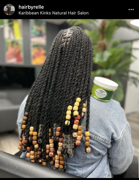 Two Strand Twist Locs With Beads, Double Twist Loc Styles, Beads On Locs, Twist With Beads, Locs With Beads, Marley Locs, Double Strand Twist, Twist Locs, Invisible Locs