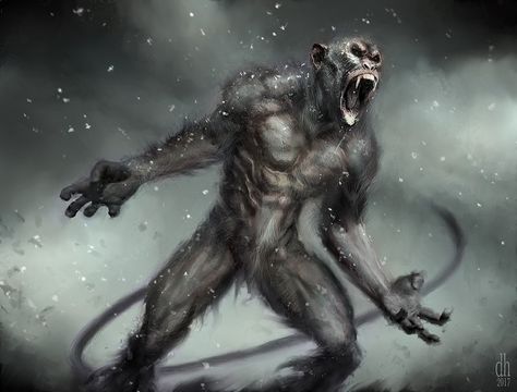 Year Of The Monkey, Werewolf Art, Gothic Fantasy Art, Creature Artwork, Fantasy Beasts, Alien Concept Art, Monster Concept Art, Fantasy Creatures Art, Fantasy Monster