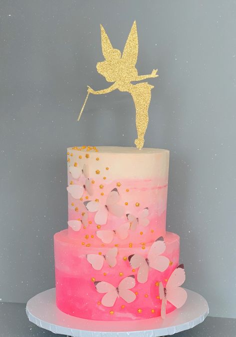 Fairy Tea Party Birthday Cake, Fairy Princess Birthday Cake, Fairy Butterfly Cake, Two Tier Butterfly Cake, Fairy Cakes For Girls Birthday, Fairy Cake Ideas, Fairy Theme Cake, Fairy Themed Cake, Fairy Princess Cake