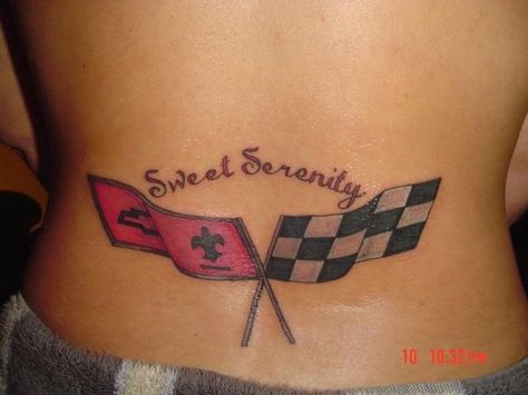 Tramp Stamp - Corvette Racing Flags Corvette Tattoo, Flags Tattoo, Corvette Racing, C3 Corvette, Flag Tattoo, Tattoos And Piercings, Jesus Fish Tattoo, Photo Storage, Tattoo Quotes