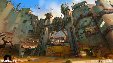 ArtStation - Junker town concept art, Ben Zhang Junk City Concept Art, Waste Land Concept Art, Scrapyard Concept Art, Junkyard Concept Art, Overwatch Environment Concept Art, Wasteland Concept Art, Factory Concept Art, Town Concept Art, Movie Concept Art