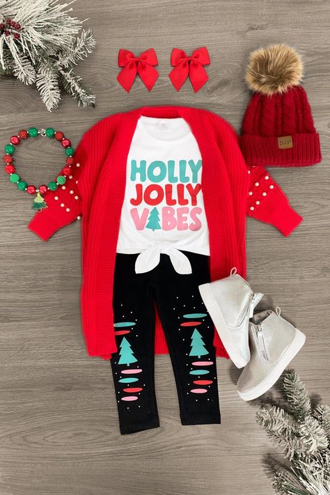 "Holly Jolly Vibes" Legging Set Holly Jolly Vibes, Woman Costumes, Clothes Washing, Flannel Skirt, Boutique Outfits, Sparkle In Pink, Girls Christmas Outfits, Green Flannel, Christmas Clothes