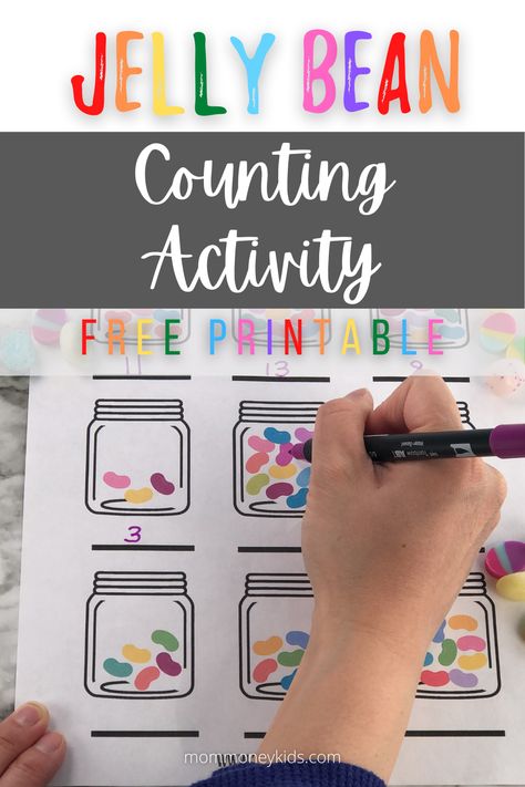 jelly bean counting activity free printable homeschool activity Jelly Bean Counting Preschool, Jelly Bean Counting, Minimalist Homeschool, Educational Activities For Toddlers, Number Practice, Creative Math, Counting Activity, Math Activities For Kids, Kids Math