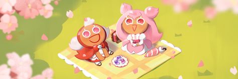 Cherry Blossom Cookie, Princess Cookies, Cherry Cookies, Blossom Cookies, Cookie Run Kingdom, Cookie Games, Header Banner, Cookie Run, Complementary Colors