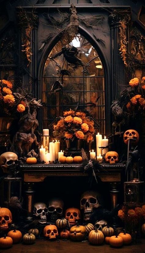 Dark And Moody Halloween Decor, Halloween Aesthetic Decor, Mesa Halloween, Deco Orange, Victorian Halloween, Halloween Decoration Ideas, Target Halloween, Halloween Tablescape, Dark Fall