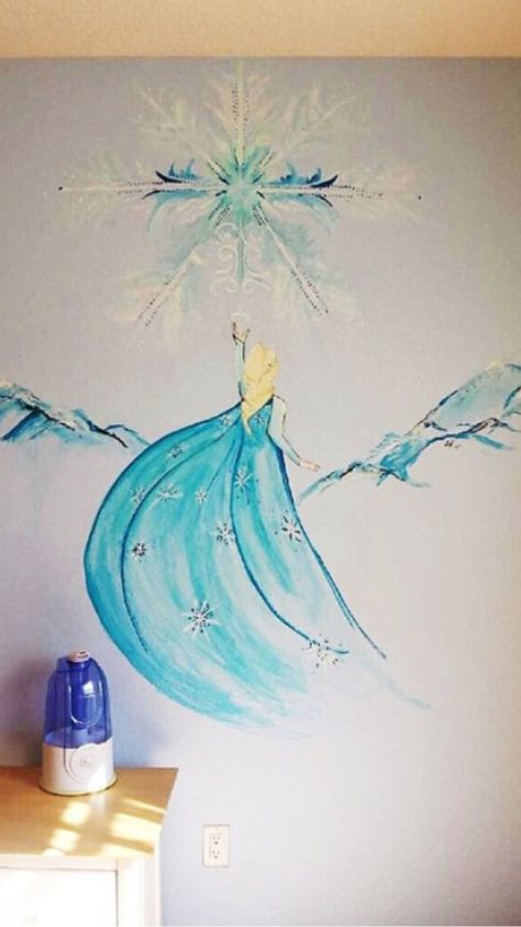 Frozen Mural done by my sister:A.R Frozen Mural, Mermaid Mural, Frozen Room, Elm Street, Play Room, Mural Painting, Kids' Room, Creative Ideas, Kids Bedroom