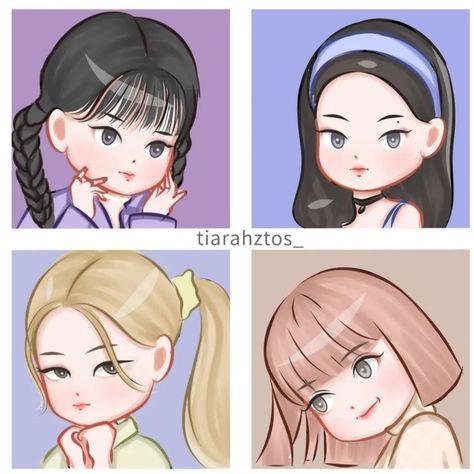 Blackpink Anime Drawing, Blackpink Cute Drawing, Drawing Blackpink, Rosé Chibi, Blackpink Cartoon, Card Blackpink, Blackpink Fanart, Anime Character Names, Paper Dolls Diy