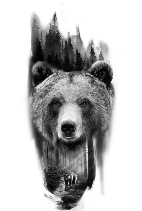 Bear Tattoo Drawing, Grizzly Bear Tattoos, Black Bear Tattoo, Tattoo Bear, Beer Tattoos, Tattoo Homme, Wildlife Tattoo, Bear Tattoo Designs, Native Tattoos