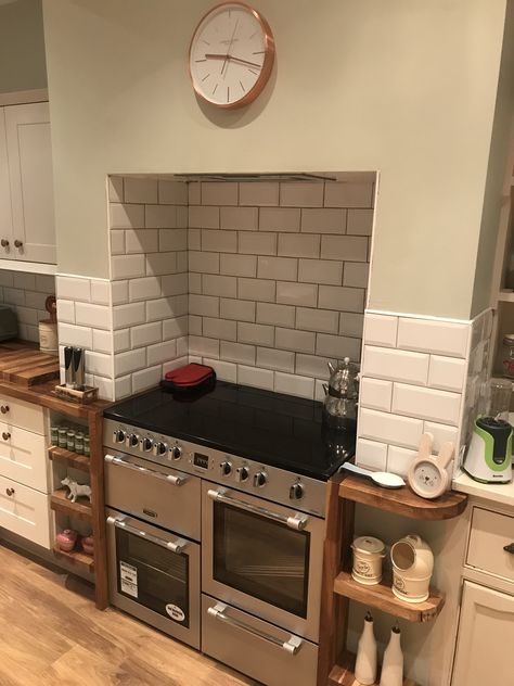 Oven In Chimney Kitchen, Kitchen Chimney Breast, Oven Alcove, Chimney Breast Ideas, Fake Chimney, False Chimney Breast, Kitchen Ovens, Modern Kitchen Extensions, Clever Kitchen Ideas