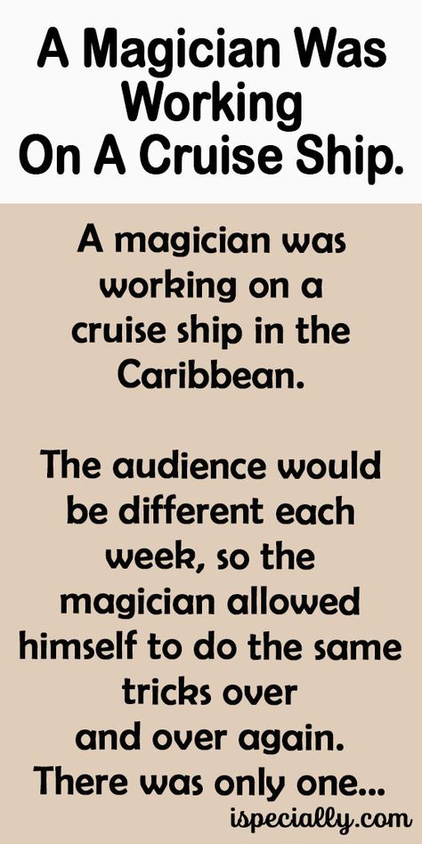 A Magician Was Working On A Cruise Ship. Working On A Cruise Ship, Funny Airport Signs, One Liner Jokes, Airport Signs, Clean Funny, Hearing Problems, Clean Funny Jokes, Daily Jokes, Short Jokes