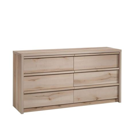 A mid-century modern dresser in a light finish is the fresh addition to your bedroom that you have been looking for. The 6-drawer dresser from the Harvey Park collection offers stylish storage and easy Wood Bedroom Dresser, Modern Bedroom Dressers, Wood Drawer Pulls, Drawer Bedroom, Mid Century Modern Dresser, Laminated Mdf, Bedroom Dresser, Wood Dresser, Wood Bedroom