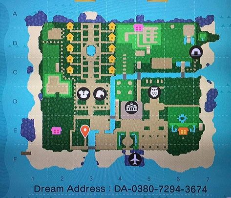 Acnh Maps, Cottage Core Animal Crossing, Cottagecore Animal Crossing, Dream Address, Ac Ideas, Map Layout, Animal Crossing 3ds, Ac New Leaf, Animals Crossing