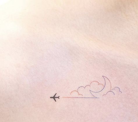 Sky Tattoos For Women, Daisy Flower Tattoos, Sparkle Tattoo, Sky Tattoos, Airplane Tattoos, Travel Tattoos, Planet Tattoos, Cloud Tattoo, Aesthetic Pastel Wallpaper