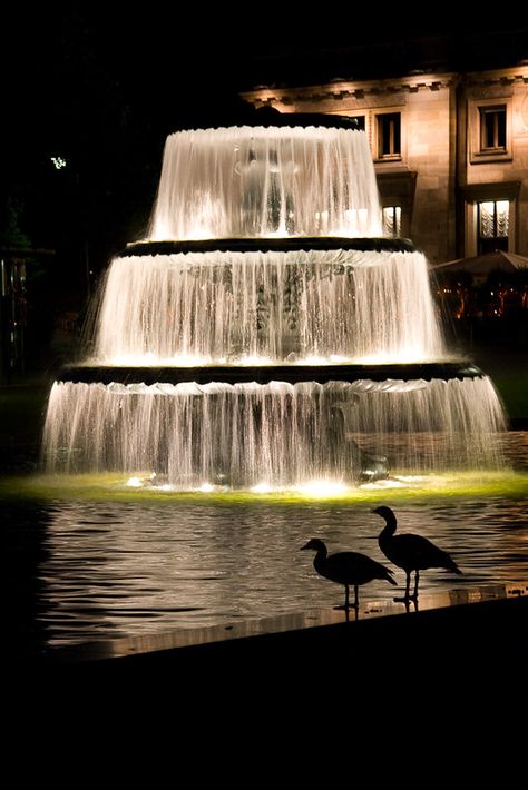 Brunnen am Kurhaus | Fountain in front of the Spa hotel in W… | Flickr Small Garden Waterfalls, Pondless Water Features, Beautiful Fountains, Exterior Door Designs, Water Fountain Design, Home Fountain, All About Water, Please Don't Leave, Garden Waterfall