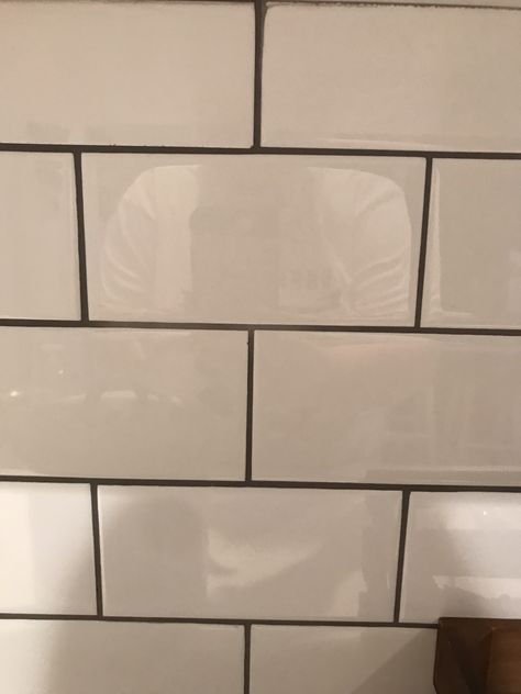 Subway tile backsplash - Delorean Gray unsanded grout. Subway Tile Backsplash Dark Grout, Cream Subway Tile, Cream Backsplash, Kitchen Tiling, Cream Tile, Unsanded Grout, Simple Kitchen Remodel, Black Grout, Grey Grout