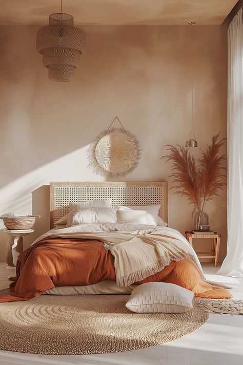 19+ Boho Bedroom Ideas for a Cozy and Dreamy Retreat - VIV & TIM Modern Boho Bedroom Decor, Modern Boho Bedroom, Stile Boho Chic, Earthy Home, Bedroom Decor Cozy, Bohemian Bedroom Decor, Pretty Bedroom, Durable Flooring, Boho Bedroom Decor