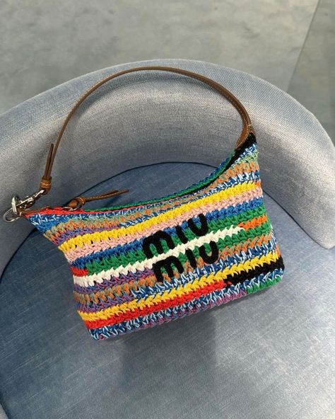 Miu Miu Summer Bag: A Timeless Classic Miu Miu Summer, Unusual Handbags, Crochet Mini Bag, Crochet Shoulder Bags, Rainbow Bag, Mesh Tops, Miu Miu Bag, Crochet Handbags Patterns, Handbag Pattern