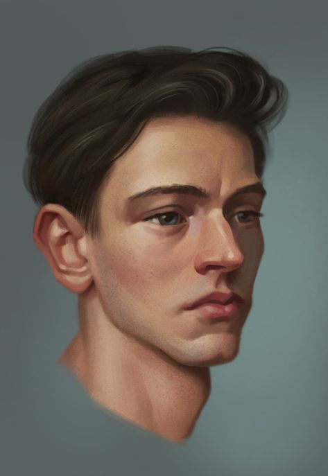 Realistic Face Digital Art, Realistic Male Character Art, Artbreeder Brown Hair Man, Stylized Digital Portrait, Russian Academic Drawing Portraits, Face Oil Painting, Realistic Art, Male Portrait, Portrait Illustration