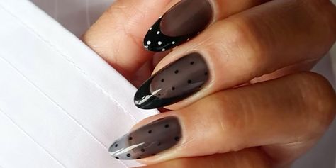 Black Sheer Nail Designs, Glass Black Nails, Sheer Black Nails Design, Black Sheer Nails, Black Nail Ideas, Sheer Nails, Black Manicure, Nail Place, Black Nail Polish