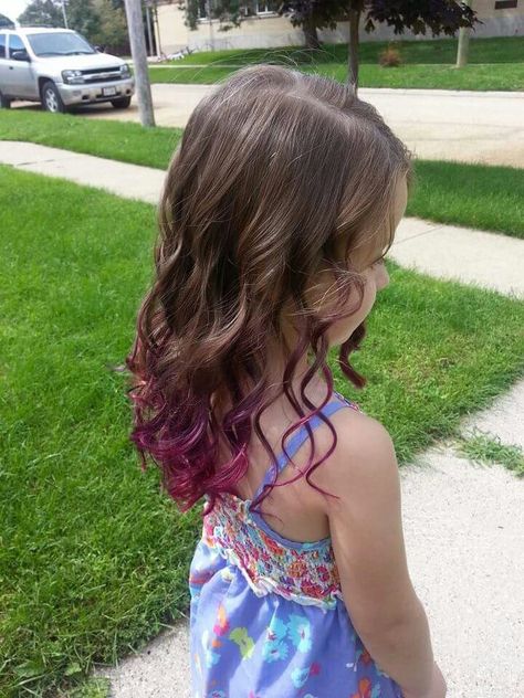 Kids Summer Hair Color, Hair Color For Kids Girls Summer, Pink Hair For Kids, Kids Hair Color Ideas Girls Fun, Kids Purple Hair, Hair Dye For Kids, Purple Hair Streaks, Pink Hair Streaks, Kids Hair Color