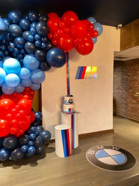 50th Birthday Party Ideas For Men Car Theme, Bmw Themed Birthday Party, Mercedes Themed Party, Bmw Birthday Party Ideas, Bmw Decorations Birthday, Bmw Gift Ideas, Bmw M4 Competition Interior, 21st Party Themes, Bmw 3 Series Interior