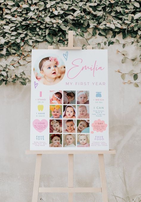 Cherishing Milestone Memories: First Birthday Milestone Sign Inspiration Primer Anito Nena, First Birthday Milestone, Sign Inspiration, First Year Photos, Milestone Poster, Birthday Milestone, My First Year, Poster Decor