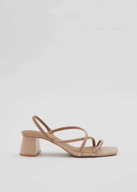 Strappy Block Heel Sandals Tan Wedding Sandals, Nude Sandal Heel, Summer Block Heel Strappy Sandals, Summer T-strap Sandals With Block Heel And Heel Loop, Spring Cream Strappy Heels, Trendy Beige Sandals With 4-inch Heel, Beige T-strap Sandals With Heel Strap, Strappy Block Heel Sandals, Outdoor Wedding Dress