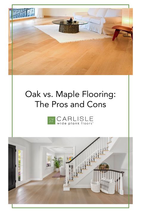 Choosing between oak and maple flooring for your home is a challenging prospect. We've made it easy though with these must-know differences. Make your decision effortless by reading this blog on the pros and cons of each floor type. #oakflooring #mapleflooring #hardwoodflooring Natural Maple Floors Living Rooms, Maple Lvp Flooring, Maple Flooring Living Room, Maple Floors Living Room, Natural Maple Floors, Maple Wood Floors, Tan Furniture, Maple Wood Flooring, Maple Flooring