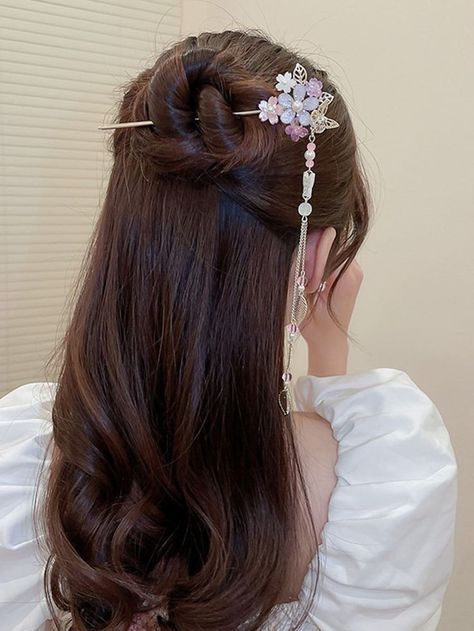 Asian Hair Pin, Asian Hair Accessories, Birthday Hairstyles, Chinese Hair Accessories, Hair Accessories Collection, Women Flower, Chinese Hairstyle, Pearl Decor, Decor Fashion