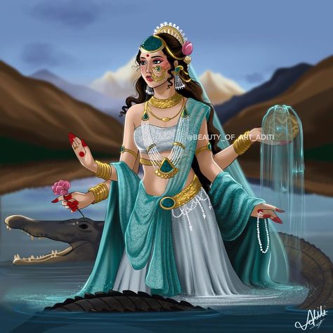 Ganga Puja, Ganga Maa, Mere Mahadev, Radha Beauty, Desi Aesthetics, Indian Artwork, Baby Ganesha, Divine Goddess, Ganesh Chaturthi Images