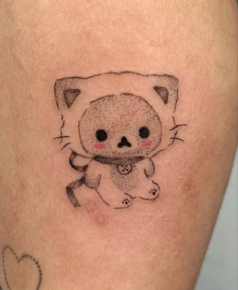 Korilakkuma Tattoo, Stamp Tattoos For Women, Rilakkuma Tattoo, Cute Tramp Stamp Tattoos, Cute Tramp Stamp, Kawaii Tattoos, Poked Tattoo, Soft Tattoo, Rilakkuma Korilakkuma