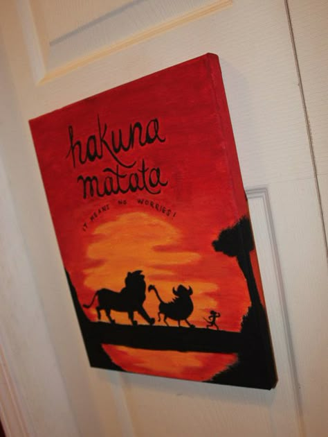 Hakuna Matata Painting, Lion King Painting Easy, Lion King Canvas Painting, Painting Ideas Disney, Lion King Sunset, Disney Canvas Paintings, Elephant Painting Canvas, King Painting, Disney Canvas Art