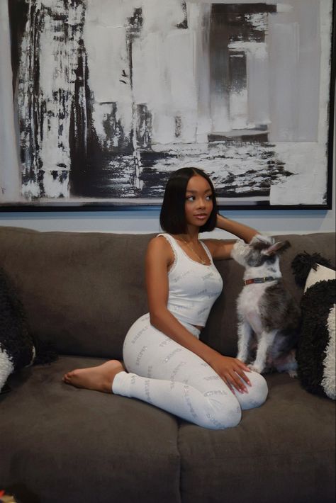 Soft Girl Life Black Women, Baddie With Puppy, Queenpokoo Instagram, Bernice Burgos Pajamas, Girl God, Skai Jackson, Black Celebrities, Effortlessly Chic Outfits, Business Hairstyles