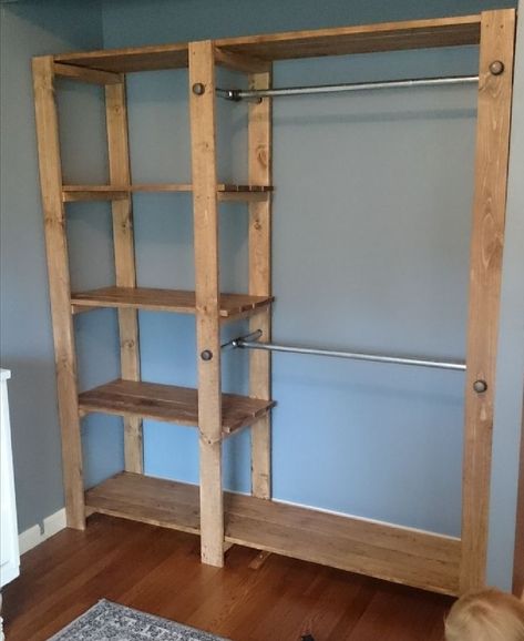 Pallet Closet Diy Storage Ideas, Tiny Home Storage Ideas Bedroom, Diy Standing Closet, No Closet Solutions Bedroom Diy, Diy Portable Closet, Diy Bedroom Mirror, Homemade Closet, Wood Closet Shelves, Baby Ray