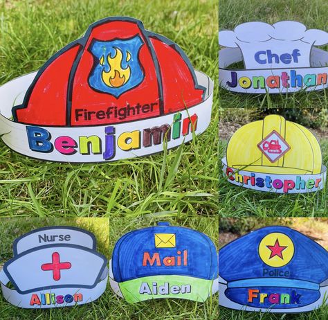 Community Helper Hats, Community Helper Dramatic Play, Preschool Community Helpers, Community Helpers Art, Community Helpers Lesson Plan, Community Helpers Week, Community Helpers Preschool Crafts, Community Helper Lesson, Community Helpers Kindergarten