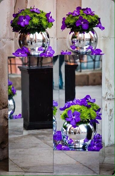 Silver Floral Arrangements, Silver Flower Arrangements, Wedding Centerpieces Purple, Purple Floral Arrangements, Green Floral Arrangements, Green Dianthus, Hotel Flower Arrangements, Green Wedding Decorations, Purple And Green Wedding