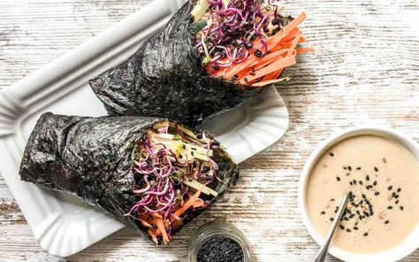 Nori Wraps, Low Carb Wrap, Seaweed Recipes, Carrots And Zucchini, Nori Wrap, Seaweed Wrap, Edible Seaweed, Zucchini Sticks, Low Carb Wraps