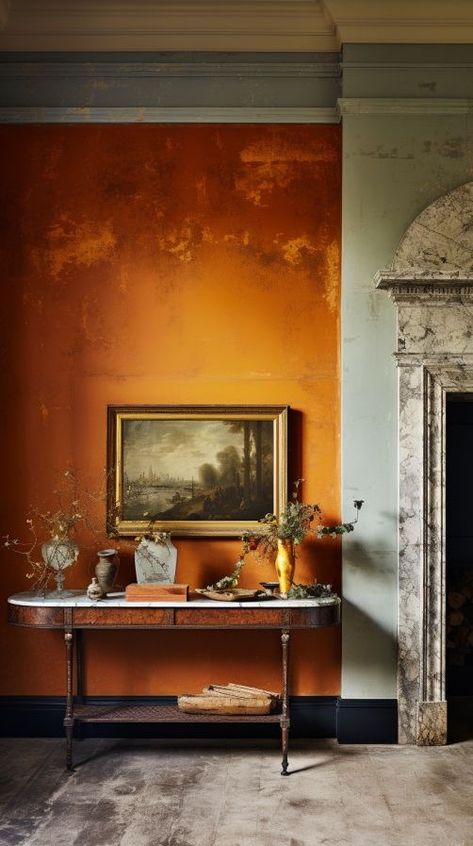 Burnt Orange Interior Design, Burnt Orange Accent Wall Living Room, Burnt Orange Walls, Burnt Orange Interior, Chocolate Branding, Colour Studies, Orange Paint Colors, Orange Rooms, Dark Decor