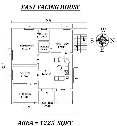 35'X35' Amazing 2bhk East facing House Plan As Per Vastu Shastra,,Autocad DWG and Pdf file details. - Cadbull 3bhk House Plan With Pooja Room, Vastu Plan, East Facing House Plan, 40x60 House Plans, 3 Bedroom Home Floor Plans, House Vastu, West Facing House, North Facing House, 20x40 House Plans