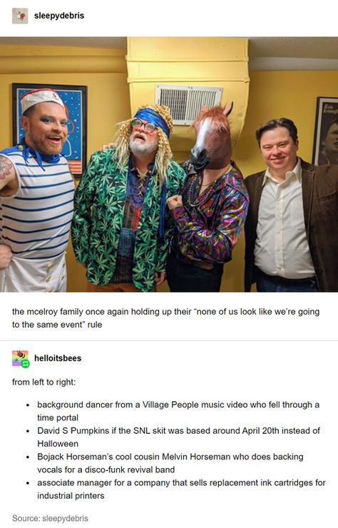 Indrid Cold, Mcelroy Brothers, Snl Skits, Village People, The Adventure Zone, Funny Tumblr Posts, Funny Me, Tumblr Funny, Dankest Memes