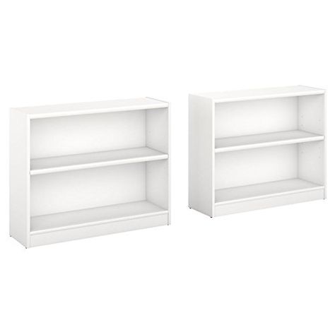 Pemberly Row 2 Shelf Bookcase in Pure White (Set of 2) 2 Shelf Bookcase, Bookcases For Sale, Low Bookcase, Small Bookcase, Small Bookshelf, Stables Design, White Bookcase, Shelf Bookcase, Living Room Organization