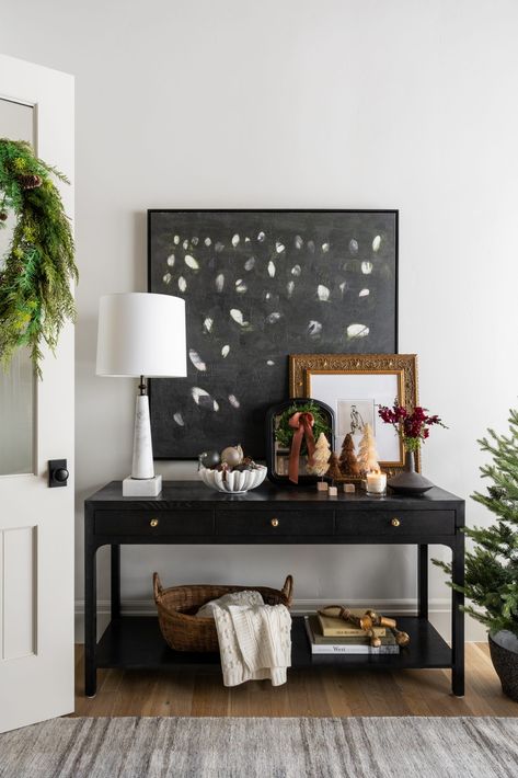 How To Layer Holiday Decor - Studio McGee Homework Room, Marble Bowl, Entryway Console, Mcgee & Co, Studio Mcgee, Wool Throw, Neutral Palette, Winter House, Custom Upholstery