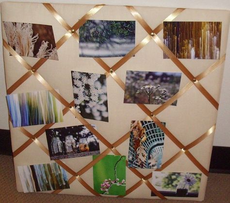 Creating a Picture Ribbon Board (O'Connor): 33 Steps Display Greeting Cards, Ribbon Board, Photo Display Board, Ribbon Boards, Diy Photo Display, Frame Ribbon, Greeting Card Display, Ribbon Display, Photo Walls