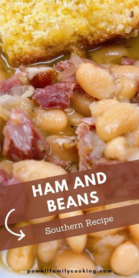 Make homemade Southern ham and northern beans using this easy crockpot recipe. This soul-warming dish combines tender beans and smoky ham hock for a flavorful and satisfying meal. Perfect for family gatherings or weekday dinners, our guide provides all the tips and tricks to create a delicious, hearty dish that everyone will love. Ham And Northern Beans, Northern Beans Crockpot, Instant Pot Ham And Beans, Ham And Beans Recipe, Southern Ham, Lima Beans And Ham, Navy Beans And Ham, Beans Crockpot, Crockpot Ham And Beans