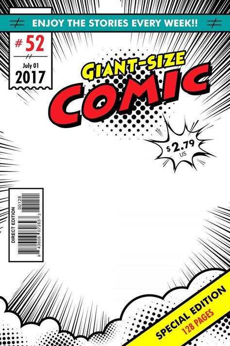 Blank Comic Book, Magazine Front Cover, Comic Bubble, Cover Page Template, Comic Book Layout, Yearbook Covers, Yearbook Themes, Yearbook Ideas, Book Cover Template