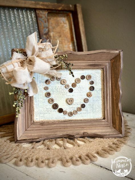 Hammons Nest - Do you decorate for ❤️day & want to see... Hobby Lobby Frames, Sweet Lady, So Creative, Button Art, Canvas Signs, Spring Has Sprung, Valentine Crafts, Love Valentines, Easy Peasy