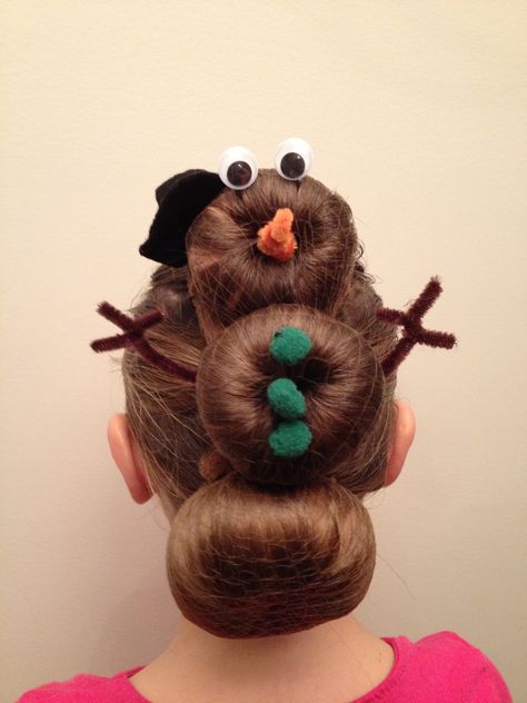 Snowman, Christmas hair:) Christmas Updos, Christmas Party Hairstyles, Thanksgiving Hair, Short Hair Lengths, Alternative Christmas, Christmas Collage, Crazy Hair Day, Crazy Hair Day At School, Christmas Hairstyles