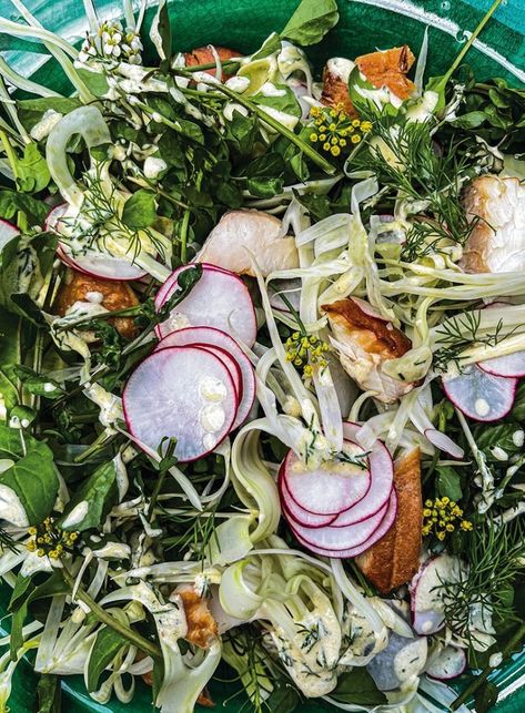 Fennel, Cress & Smoked Fish - Cuisine Magazine - From New Zealand to the World Fennel Tuna Salad, Smoked White Fish Salad, Fennel Radish Salad, Boiled Baby Potatoes, Smoked Salmon Fennel Salad, Turnip Cake, Dill Dressing, Smoked Fish Pie Nz, Soft Egg