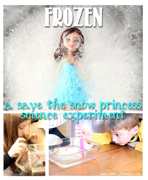 Kids who love the movie Frozen will have so much fun with this experiment!  Perfect for pre-k to second grade. Disney Science Activities Preschool, Princess Science Experiments, Frozen Toys In Ice Activity, Frozen Erupting Snow, Snowflakes Science, Snowflake Crystal Experiment, Pre-k Science, Snow Princess, Diy Science