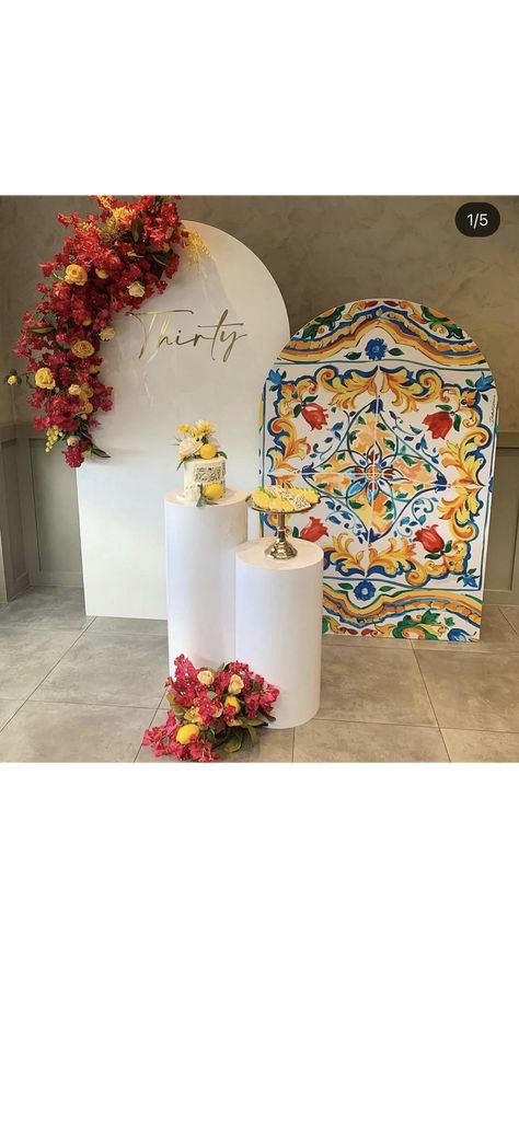 Italian Theme Party Decorations, Mediterranean Party Decorations, Italian Bachelorette Party Theme, Sicilian Wedding Theme, Italian Theme Party, Garden Bridal Shower Themes, Mediterranean Party, Italian Bridal Showers, Lemon Themed Party